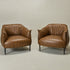 Kadar Leather Barrel Chair-Coffee Modern Leather Chair | Accent Chairs | Kinwell Furniture | Barrel Chairs